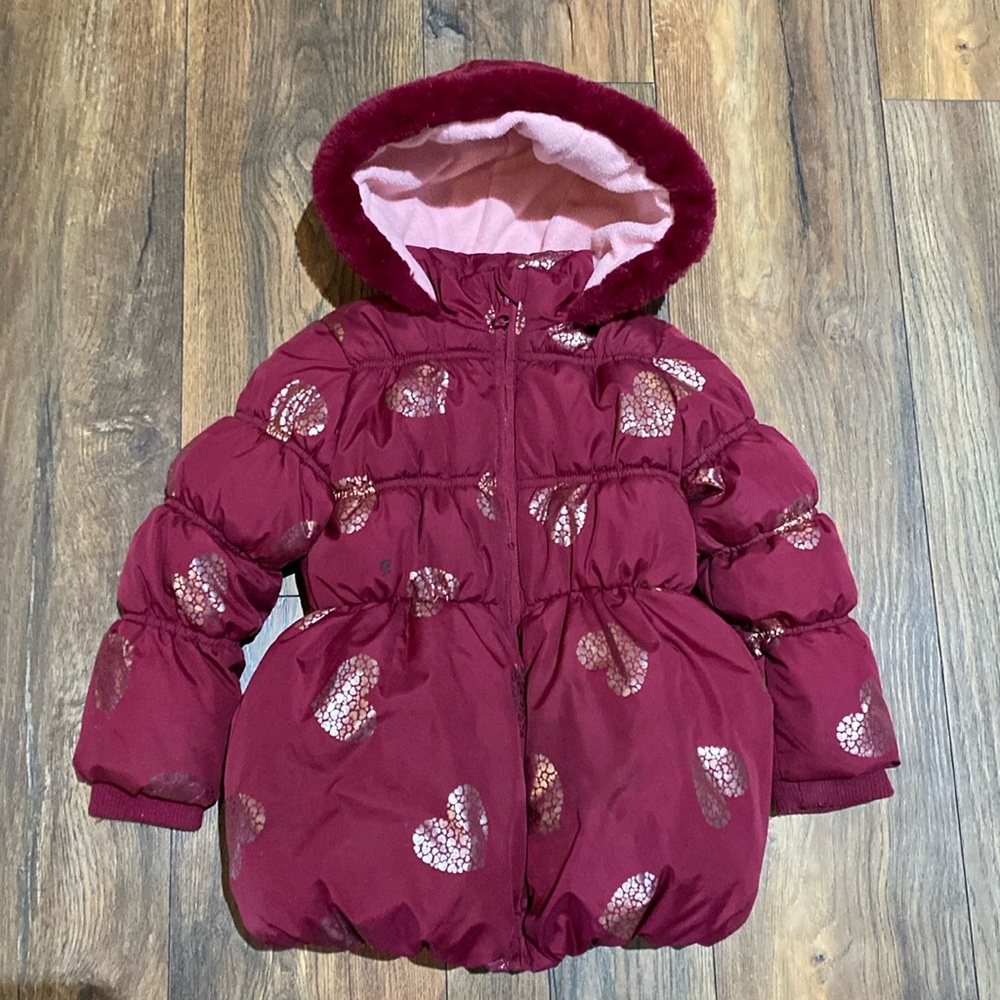 Burgundy with Gold Heart detailing, size 4 toddler